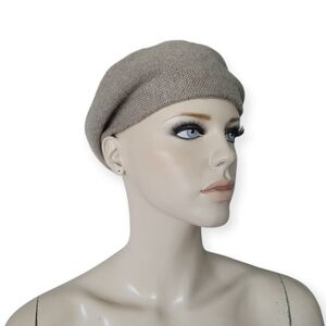 Tan Wool And Cashmere Blend Beret Hat